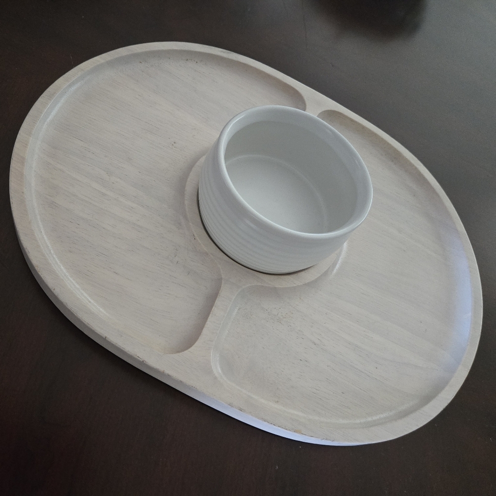 Wooden Serving Tray - Chip & Dip